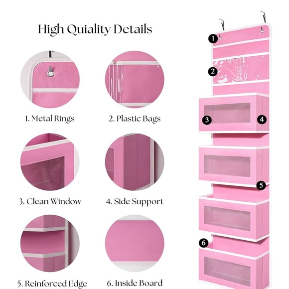 Pink Hanging Organizer with Clear Windows like new - Picture 1 of 4
